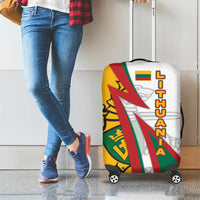 Lithuania Flag Colors Luggage Cover with Vytis Knight Design and Bold Lightning Motif - Wonder Print Shop