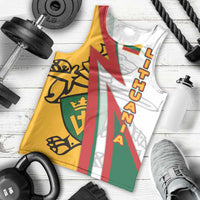 Lithuania Flag Colors Men Tank Top with Vytis Knight Design and Bold Lightning Motif - Wonder Print Shop
