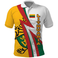 Lithuania Flag Colors Polo Shirt with Vytis Knight Design and Bold Lightning Motif - Wonder Print Shop