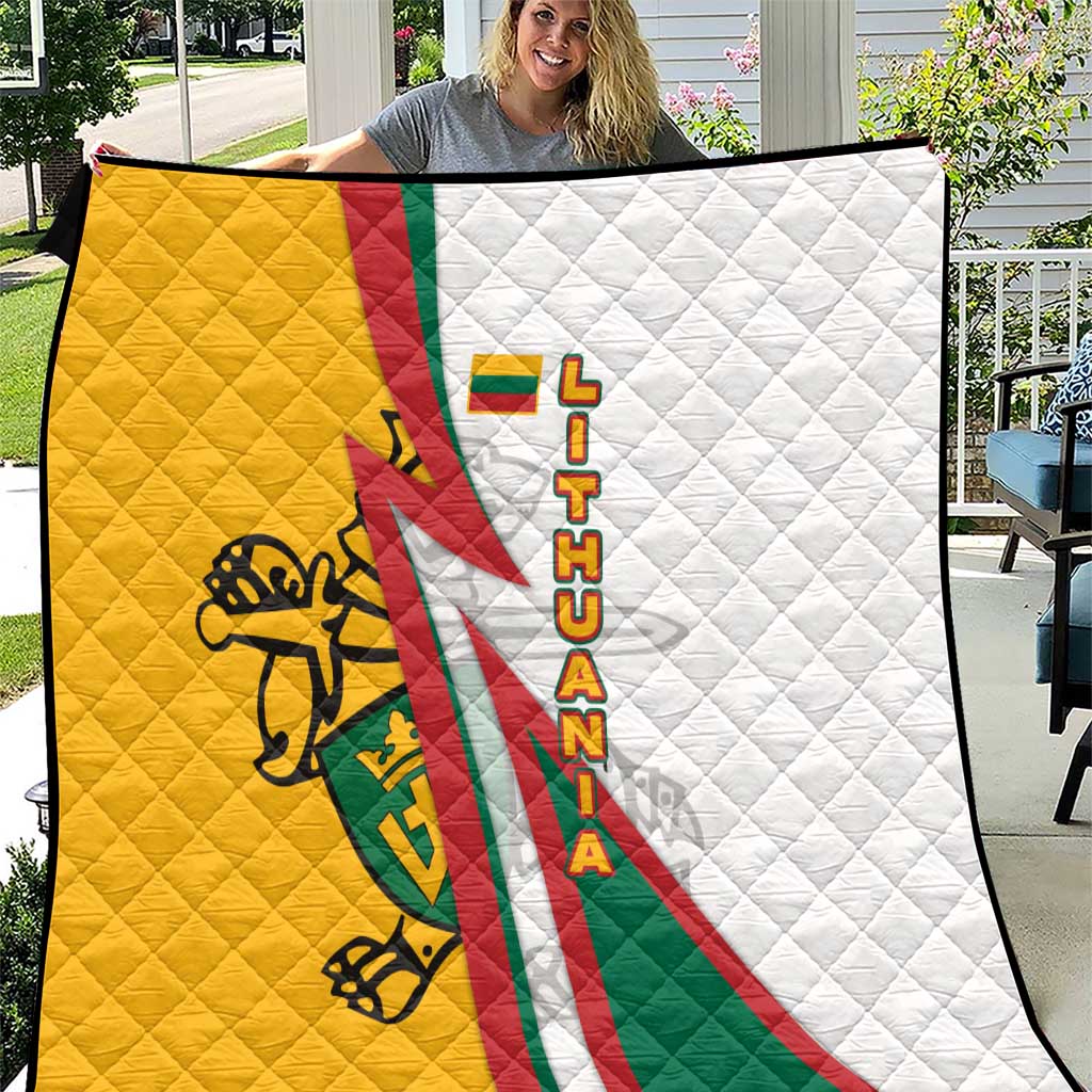 Lithuania Flag Colors Quilt with Vytis Knight Design and Bold Lightning Motif - Wonder Print Shop