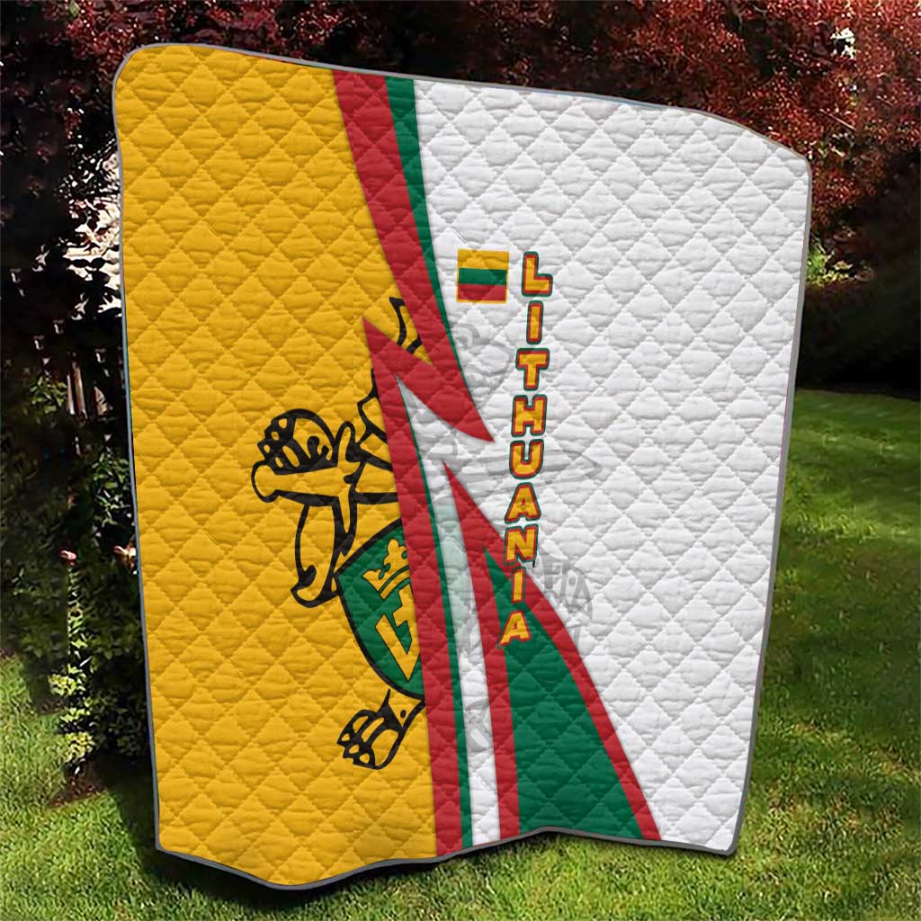 Lithuania Flag Colors Quilt with Vytis Knight Design and Bold Lightning Motif - Wonder Print Shop