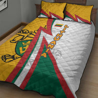 Lithuania Flag Colors Quilt Bed Set with Vytis Knight Design and Bold Lightning Motif - Wonder Print Shop