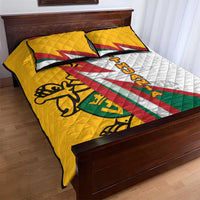 Lithuania Flag Colors Quilt Bed Set with Vytis Knight Design and Bold Lightning Motif - Wonder Print Shop