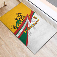 Lithuania Flag Colors Rubber Doormat with Vytis Knight Design and Bold Lightning Motif - Wonder Print Shop