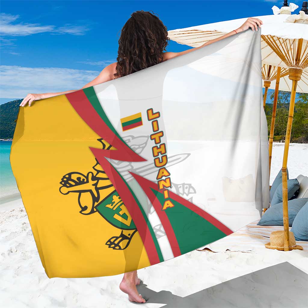 Lithuania Flag Colors Sarong with Vytis Knight Design and Bold Lightning Motif - Wonder Print Shop