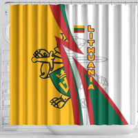Lithuania Flag Colors Shower Curtain with Vytis Knight Design and Bold Lightning Motif - Wonder Print Shop