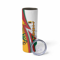 Lithuania Flag Colors Skinny Tumbler with Vytis Knight Design and Bold Lightning Motif - Wonder Print Shop