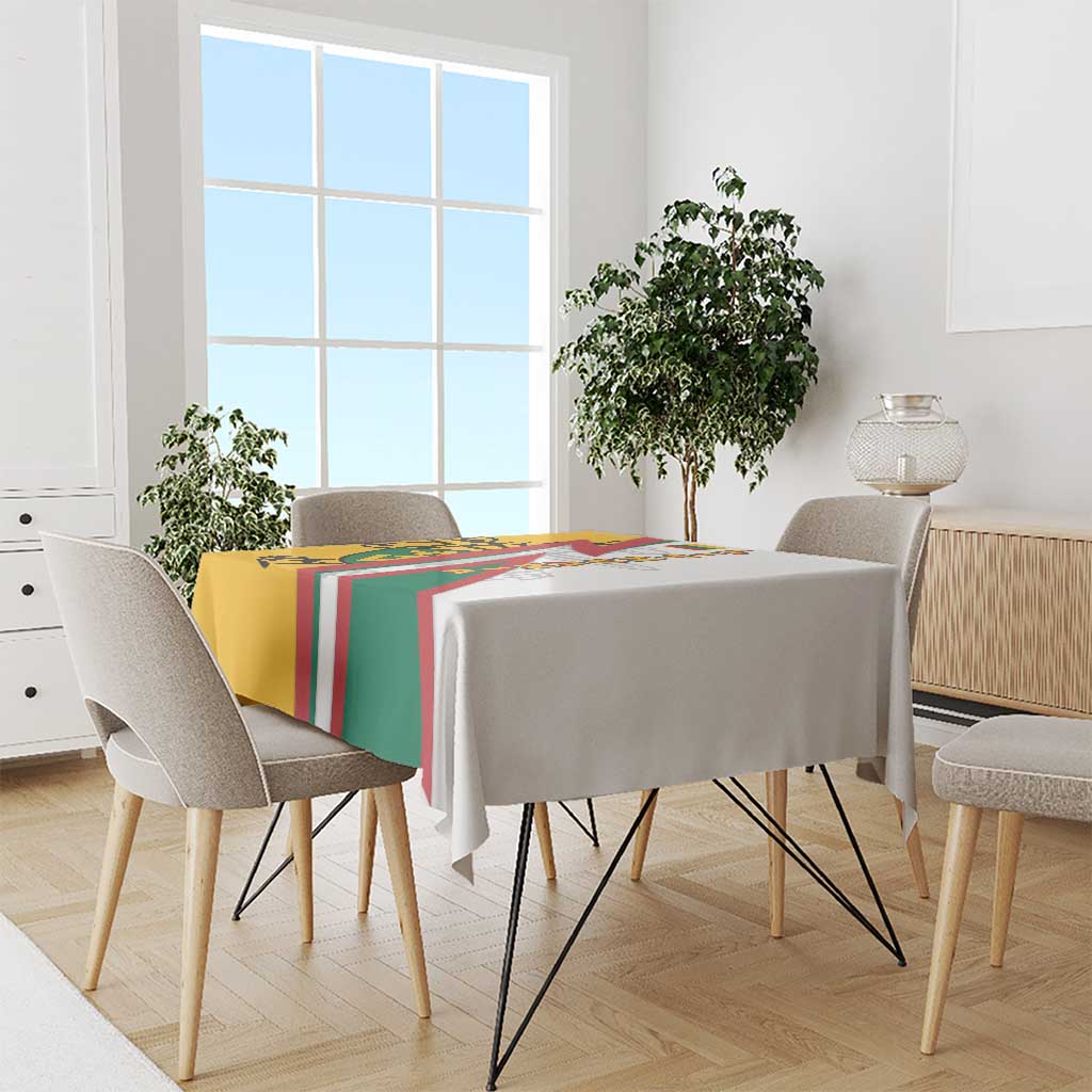 Lithuania Flag Colors Tablecloth with Vytis Knight Design and Bold Lightning Motif - Wonder Print Shop