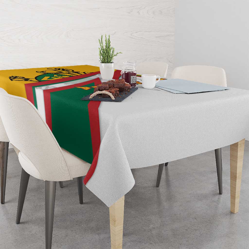 Lithuania Flag Colors Tablecloth with Vytis Knight Design and Bold Lightning Motif - Wonder Print Shop