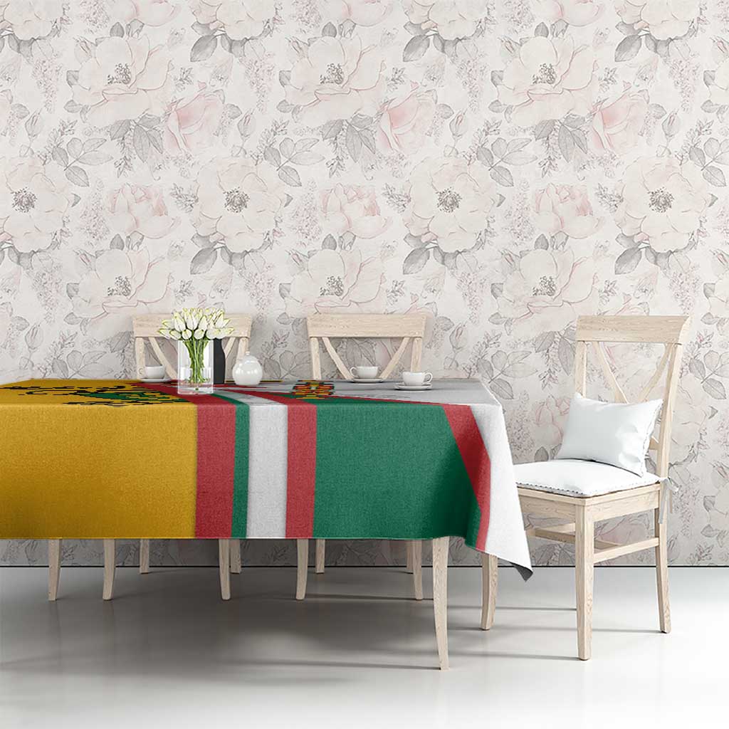 Lithuania Flag Colors Tablecloth with Vytis Knight Design and Bold Lightning Motif - Wonder Print Shop