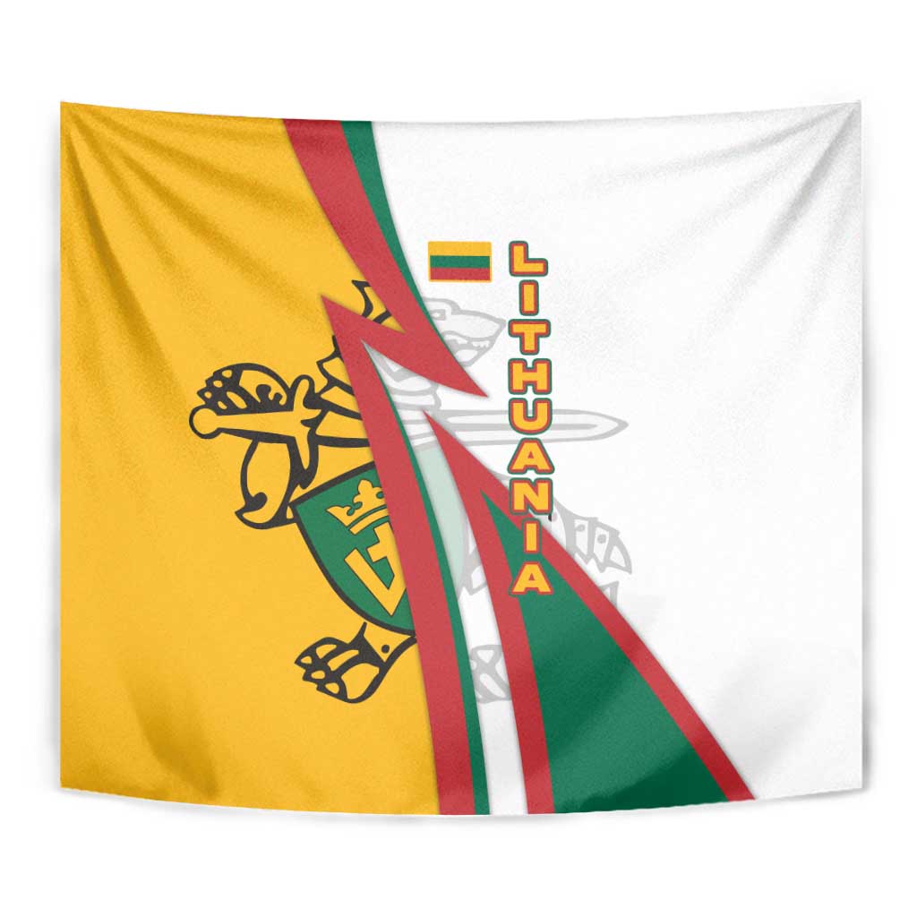 Lithuania Flag Colors Tapestry with Vytis Knight Design and Bold Lightning Motif - Wonder Print Shop
