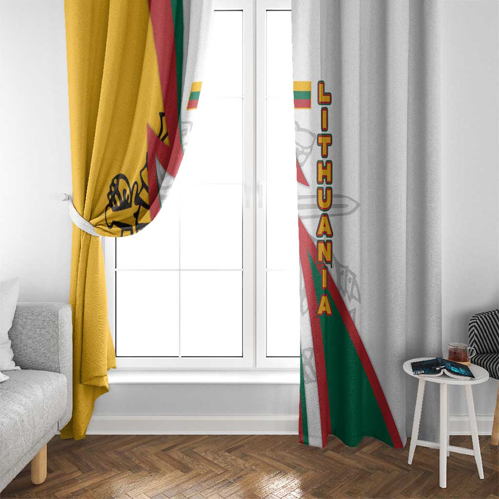 Lithuania Flag Colors Window Curtain with Vytis Knight Design and Bold Lightning Motif - Wonder Print Shop