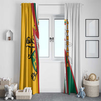 Lithuania Flag Colors Window Curtain with Vytis Knight Design and Bold Lightning Motif - Wonder Print Shop