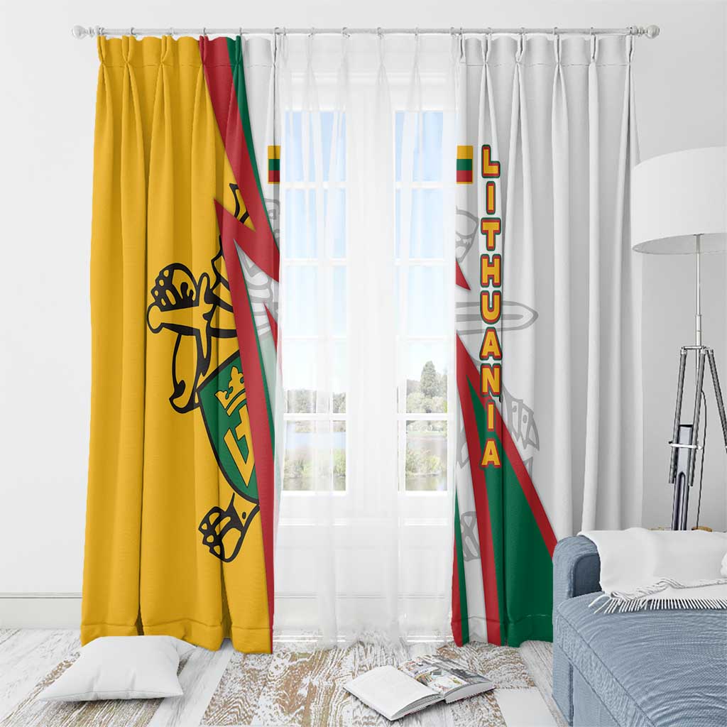 Lithuania Flag Colors Window Curtain with Vytis Knight Design and Bold Lightning Motif - Wonder Print Shop