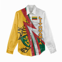 Lithuania Flag Colors Women Casual Shirt with Vytis Knight Design and Bold Lightning Motif - Wonder Print Shop