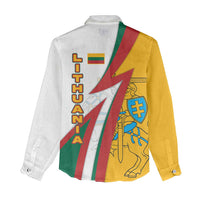 Lithuania Flag Colors Women Casual Shirt with Vytis Knight Design and Bold Lightning Motif - Wonder Print Shop