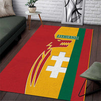 Lithuania Red Area Rug with Bold Vytis Cross Design and Tricolor Flag Accents - Wonder Print Shop