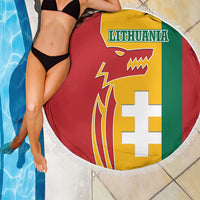 Lithuania Red Beach Blanket with Bold Vytis Cross Design and Tricolor Flag Accents - Wonder Print Shop