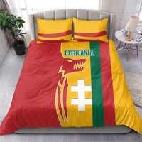 Lithuania Red Bedding Set with Bold Vytis Cross Design and Tricolor Flag Accents - Wonder Print Shop