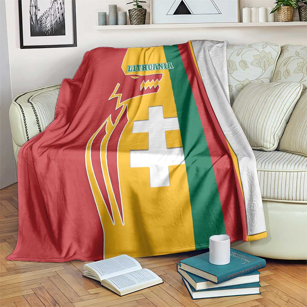 Lithuania Red Blanket with Bold Vytis Cross Design and Tricolor Flag Accents - Wonder Print Shop