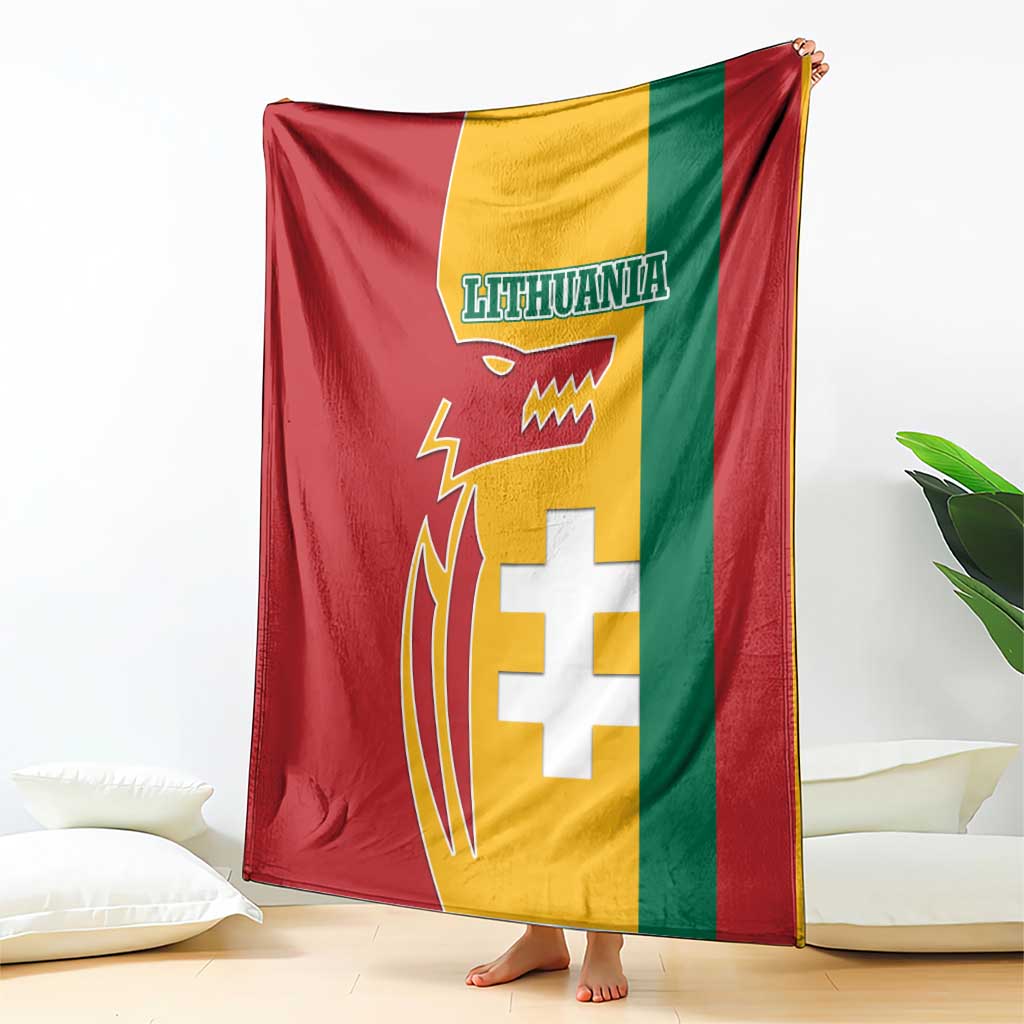 Lithuania Red Blanket with Bold Vytis Cross Design and Tricolor Flag Accents - Wonder Print Shop