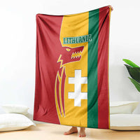 Lithuania Red Blanket with Bold Vytis Cross Design and Tricolor Flag Accents - Wonder Print Shop