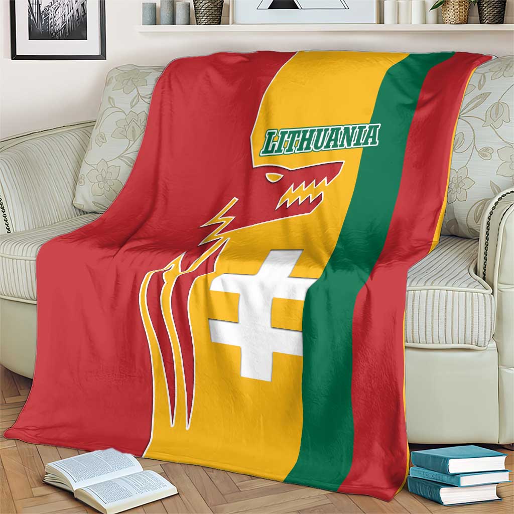Lithuania Red Blanket with Bold Vytis Cross Design and Tricolor Flag Accents - Wonder Print Shop