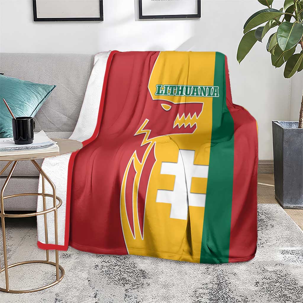 Lithuania Red Blanket with Bold Vytis Cross Design and Tricolor Flag Accents - Wonder Print Shop