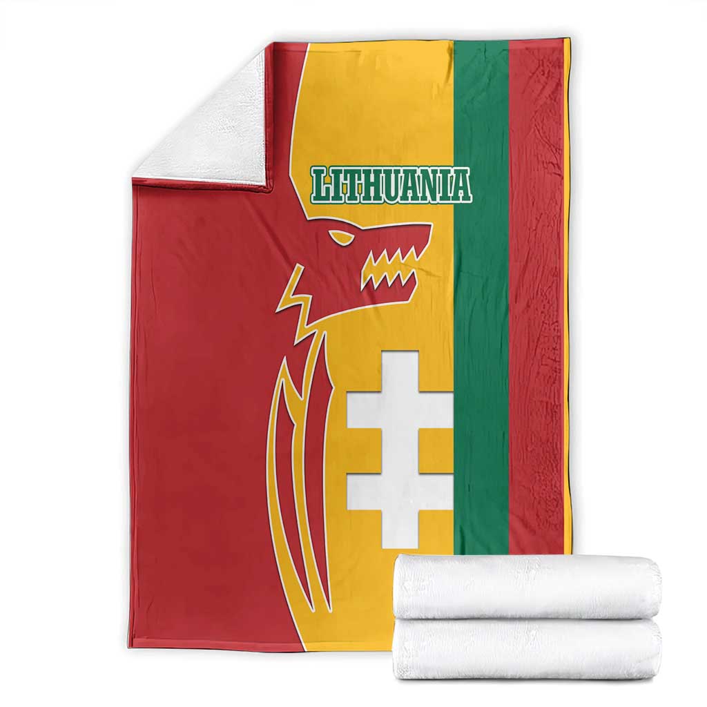 Lithuania Red Blanket with Bold Vytis Cross Design and Tricolor Flag Accents - Wonder Print Shop