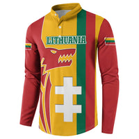 Lithuania Red Button Sweatshirt with Bold Vytis Cross Design and Tricolor Flag Accents - Wonder Print Shop