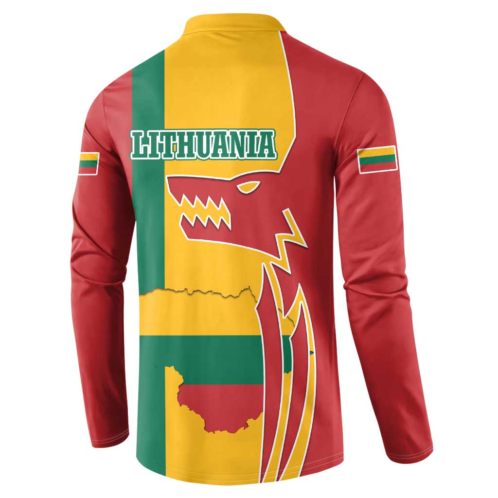 Lithuania Red Button Sweatshirt with Bold Vytis Cross Design and Tricolor Flag Accents - Wonder Print Shop