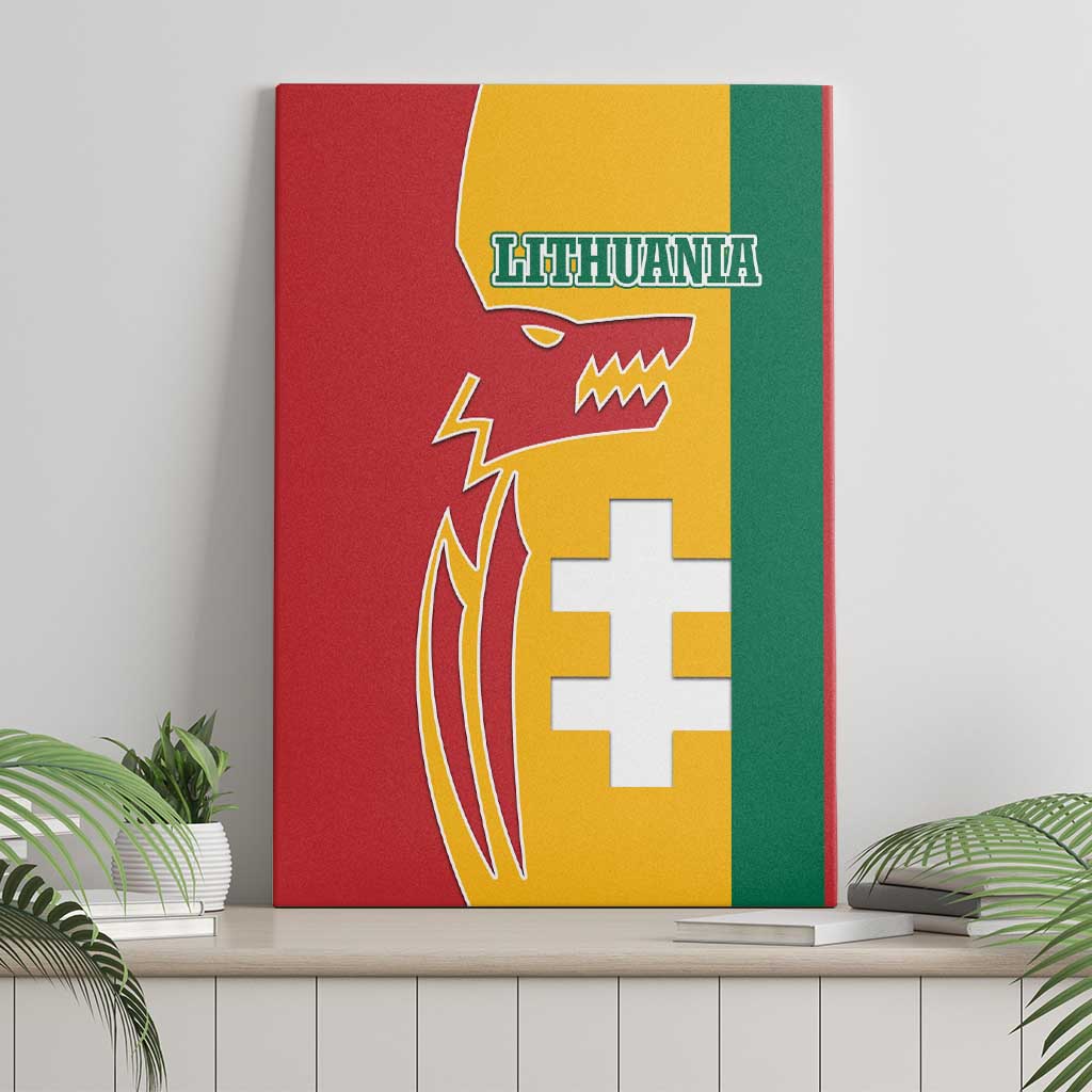 Lithuania Red Canvas Wall Art with Bold Vytis Cross Design and Tricolor Flag Accents - Wonder Print Shop