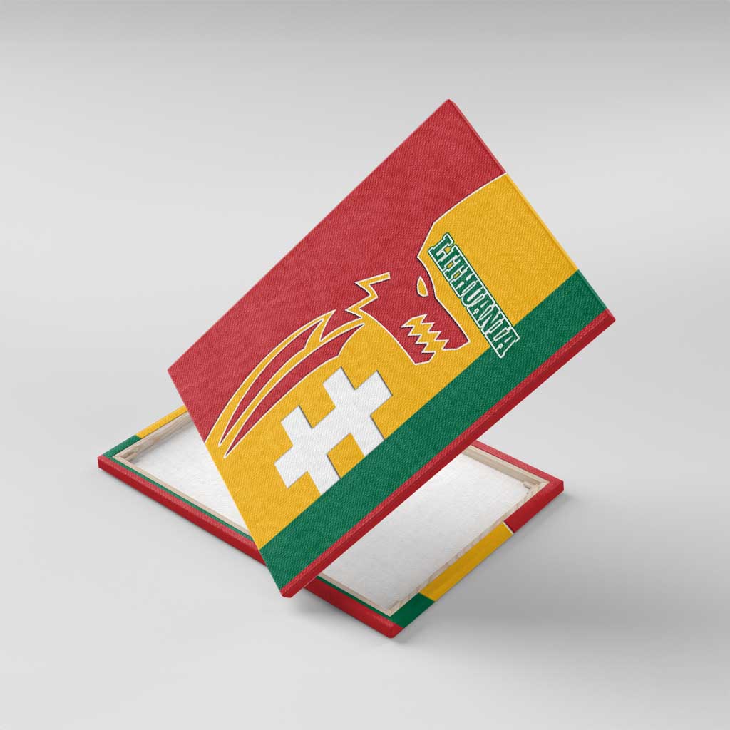 Lithuania Red Canvas Wall Art with Bold Vytis Cross Design and Tricolor Flag Accents - Wonder Print Shop