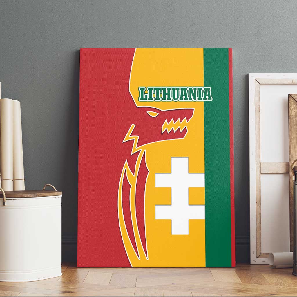 Lithuania Red Canvas Wall Art with Bold Vytis Cross Design and Tricolor Flag Accents - Wonder Print Shop