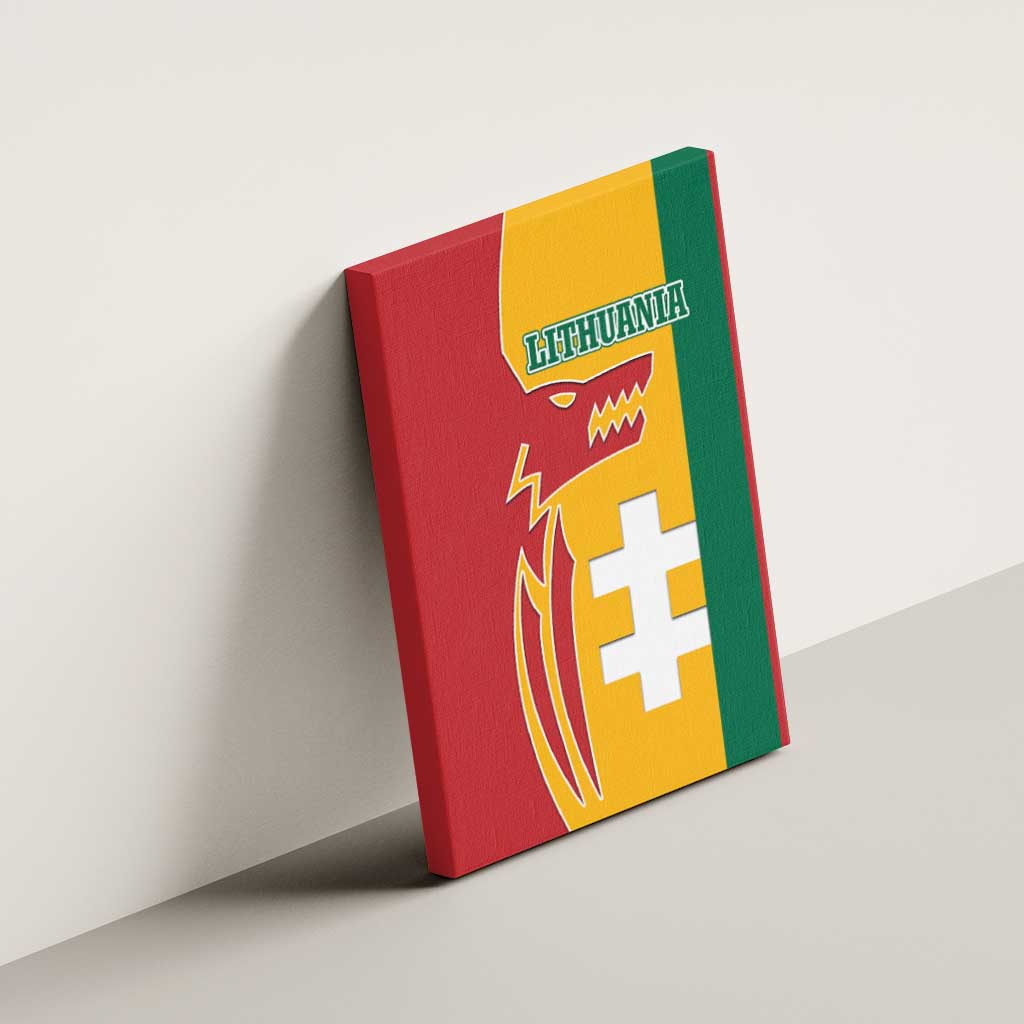 Lithuania Red Canvas Wall Art with Bold Vytis Cross Design and Tricolor Flag Accents - Wonder Print Shop