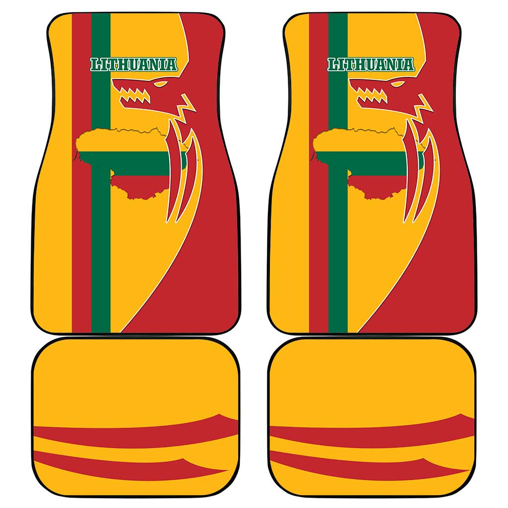 Lithuania Red Car Mats with Bold Vytis Cross Design and Tricolor Flag Accents - Wonder Print Shop