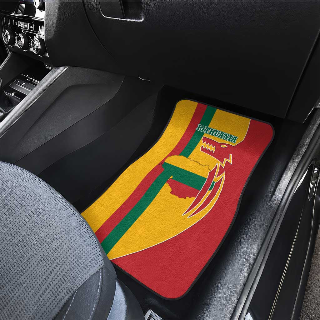 Lithuania Red Car Mats with Bold Vytis Cross Design and Tricolor Flag Accents - Wonder Print Shop