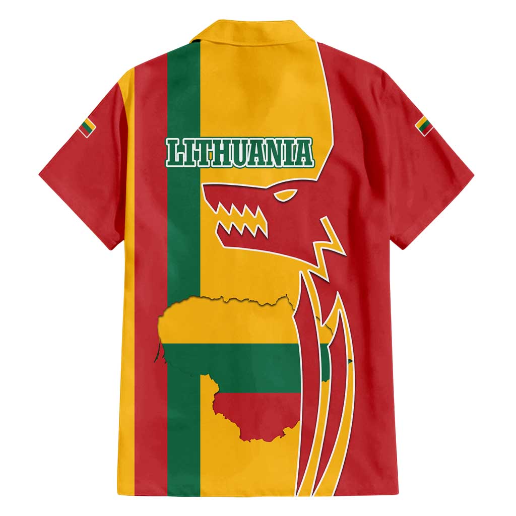 Lithuania Red Family Matching Long Sleeve Bodycon Dress and Hawaiian Shirt with Bold Vytis Cross Design and Tricolor Flag Accents - Wonder Print Shop