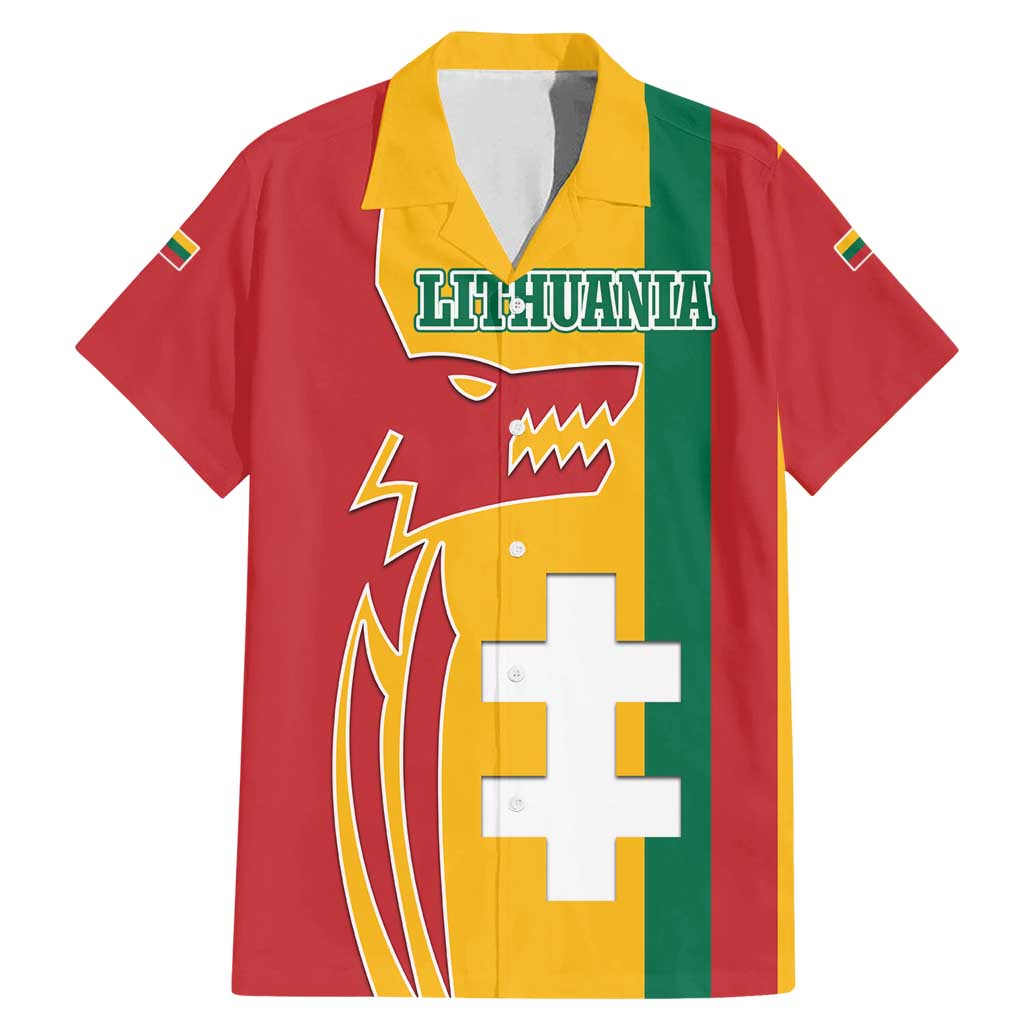 Lithuania Red Family Matching Mermaid Dress and Hawaiian Shirt with Bold Vytis Cross Design and Tricolor Flag Accents - Wonder Print Shop