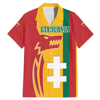 Lithuania Red Family Matching Mermaid Dress and Hawaiian Shirt with Bold Vytis Cross Design and Tricolor Flag Accents - Wonder Print Shop