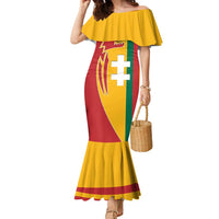 Lithuania Red Family Matching Mermaid Dress and Hawaiian Shirt with Bold Vytis Cross Design and Tricolor Flag Accents - Wonder Print Shop