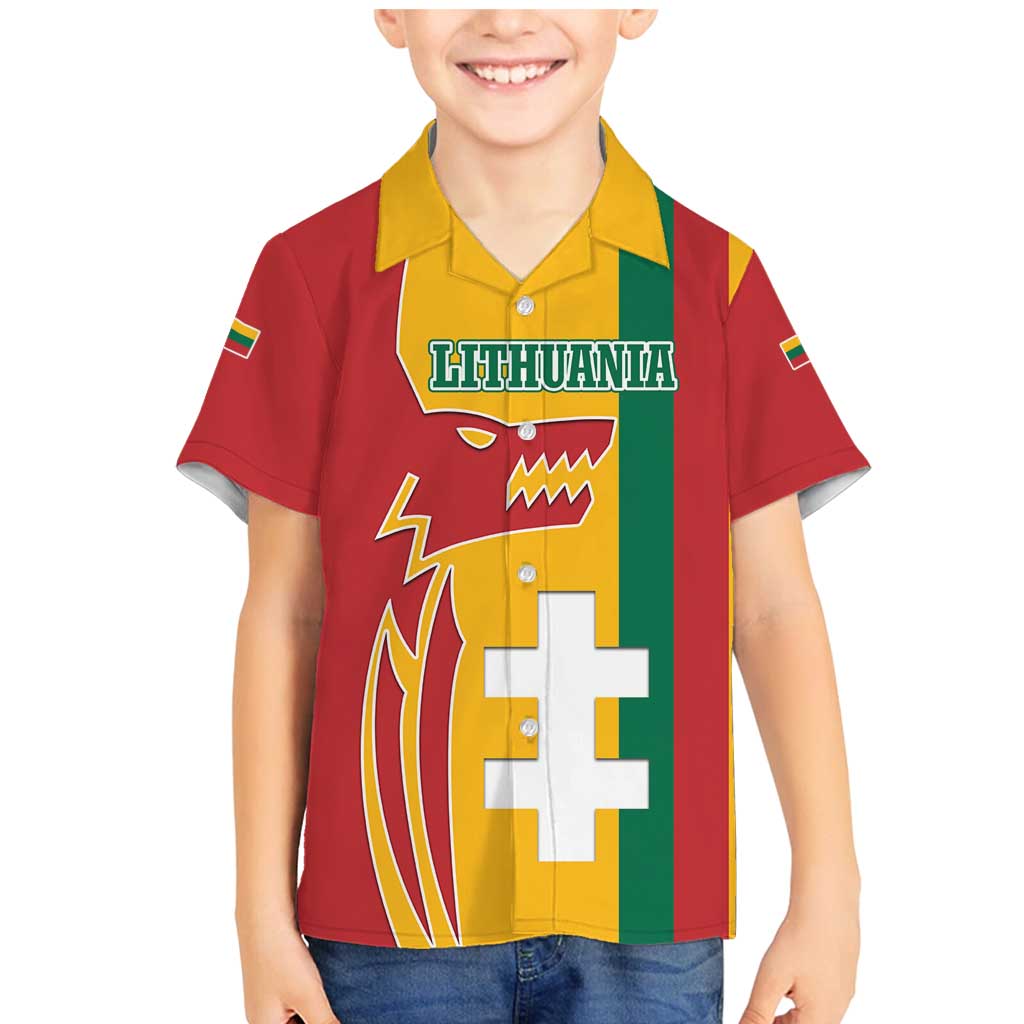 Lithuania Red Family Matching Mermaid Dress and Hawaiian Shirt with Bold Vytis Cross Design and Tricolor Flag Accents - Wonder Print Shop
