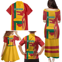 Lithuania Red Family Matching Puletasi and Hawaiian Shirt with Bold Vytis Cross Design and Tricolor Flag Accents - Wonder Print Shop