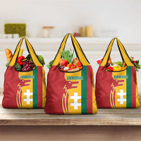 Lithuania Red Grocery Bag with Bold Vytis Cross Design and Tricolor Flag Accents - Wonder Print Shop