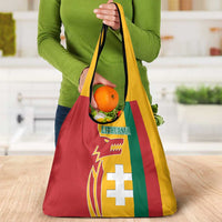 Lithuania Red Grocery Bag with Bold Vytis Cross Design and Tricolor Flag Accents - Wonder Print Shop