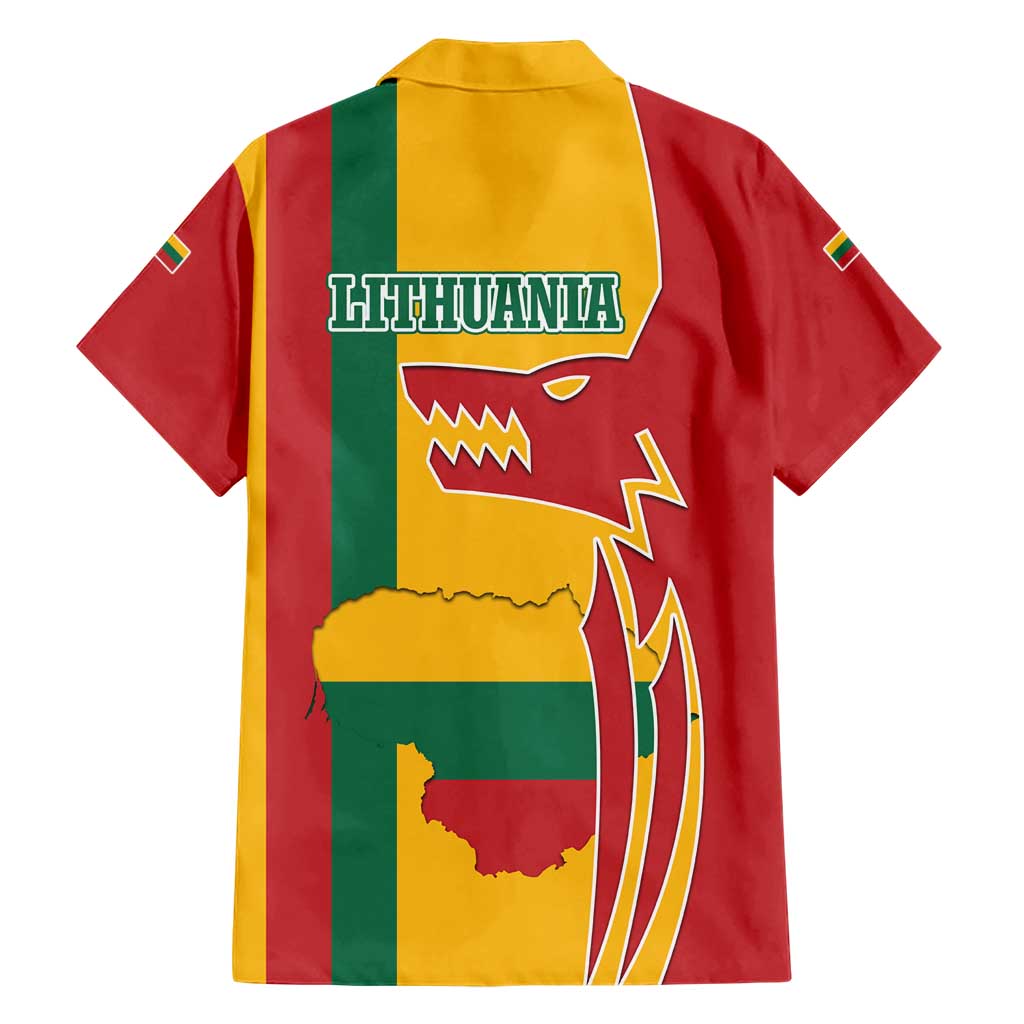 Lithuania Red Hawaiian Shirt with Bold Vytis Cross Design and Tricolor Flag Accents - Wonder Print Shop