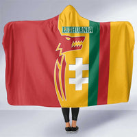 Lithuania Red Hooded Blanket with Bold Vytis Cross Design and Tricolor Flag Accents - Wonder Print Shop