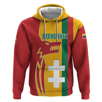 Lithuania Red Hoodie with Bold Vytis Cross Design and Tricolor Flag Accents - Wonder Print Shop