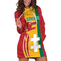 Lithuania Red Hoodie Dress with Bold Vytis Cross Design and Tricolor Flag Accents - Wonder Print Shop