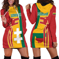 Lithuania Red Hoodie Dress with Bold Vytis Cross Design and Tricolor Flag Accents - Wonder Print Shop